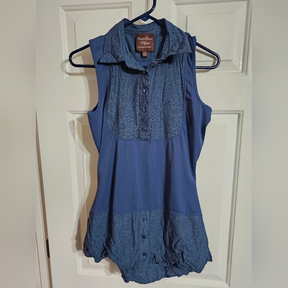 UnderCover Agent by Kathleen Kirkwood Sleeveless Small Blue Denim Preppy Coastal - Picture 2 of 7